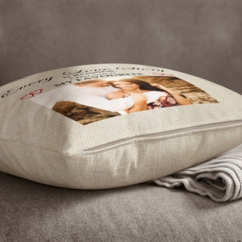 Personalised Cream Chenille Photo Cushion - Love Story[2]